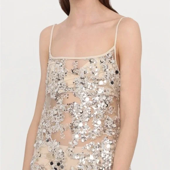 Baum und Pferdgarten Sequin Embellished Sheer  nude party cocktail  Dress NWT - Picture 5 of 10